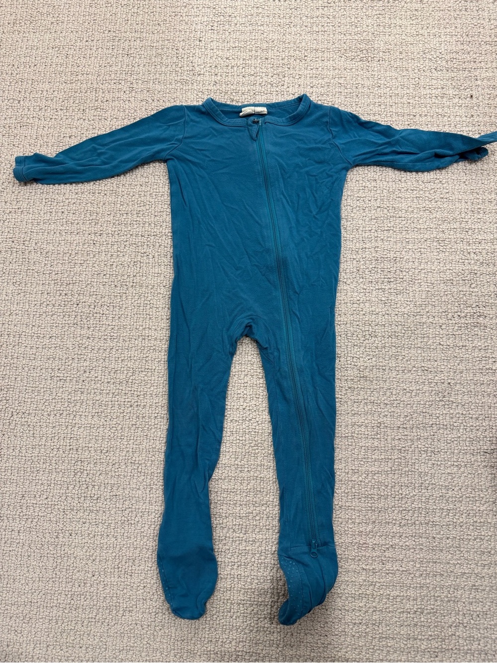 Kyte BABY 12-18 Month Teal Footed One-Piece Zip Romper